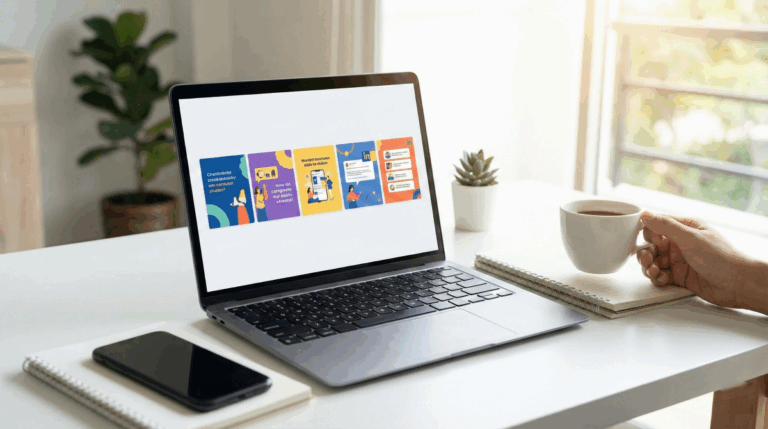 Stratégie de contenu affichant un modèle de carrousel LinkedIn performant sur un ordinateur de bureau.